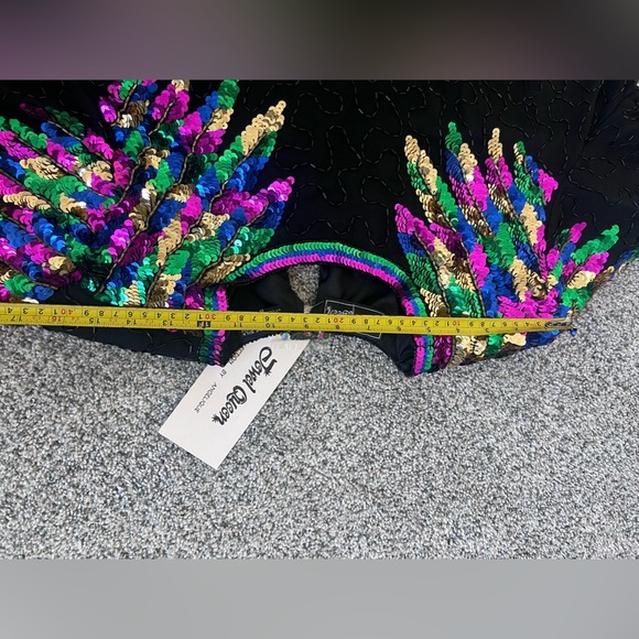 Vintage Double Queen 100% Pure Silk Handmade Sequin Short Sleeve Top In Size XL - Picture 5 of 9